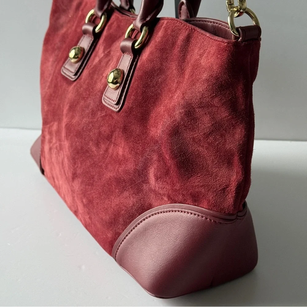 Talbots Burgundy Suede Handbag Purse